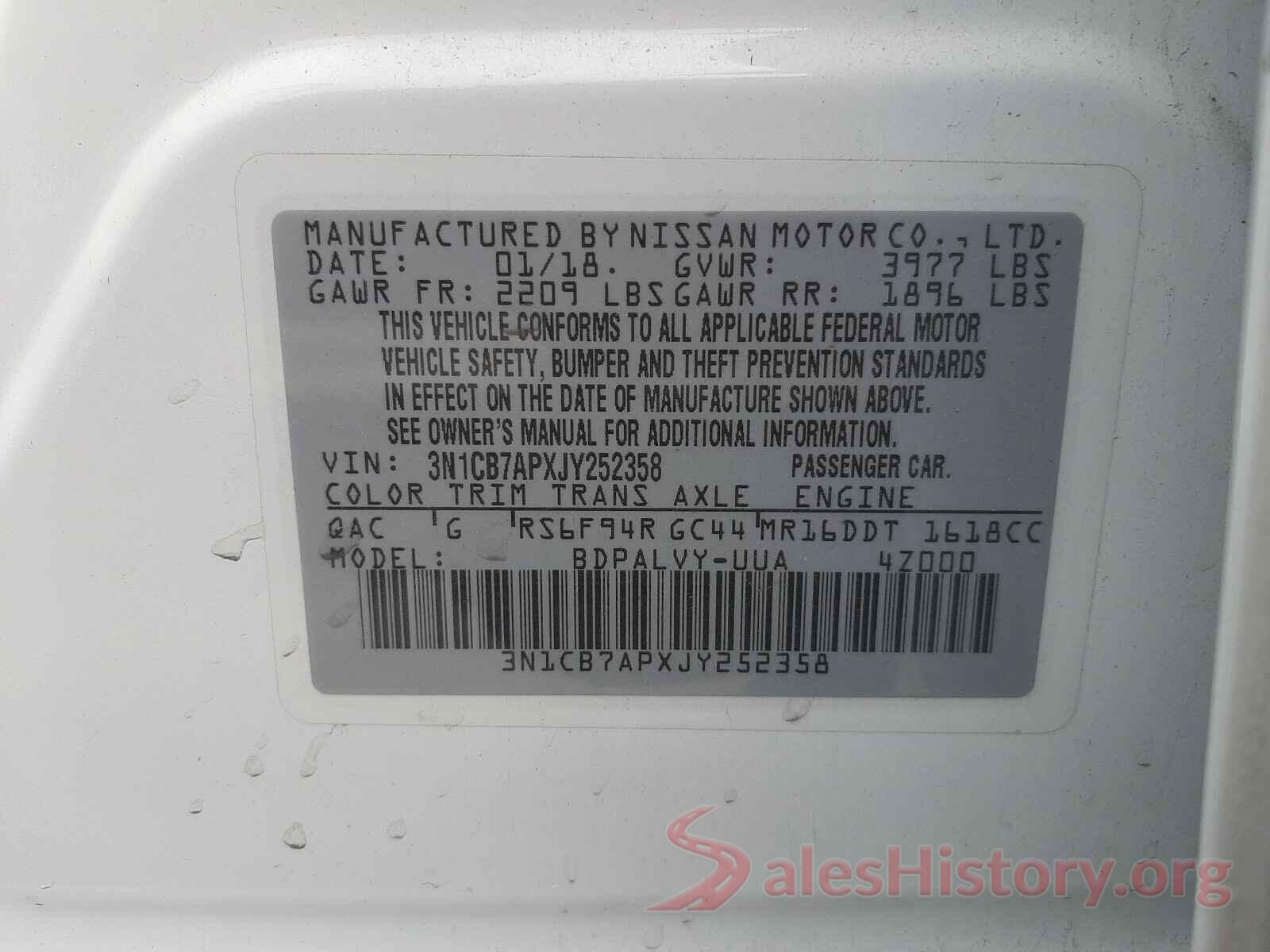 3N1CB7APXJY252358 2018 NISSAN SENTRA