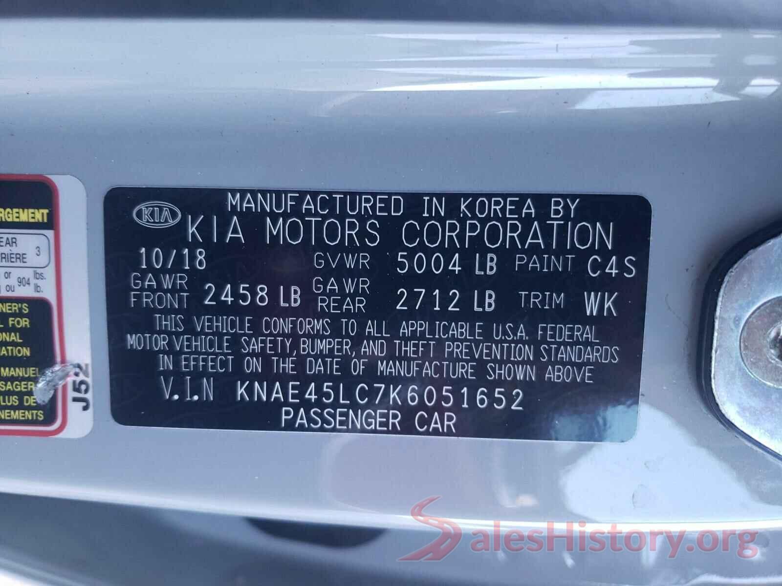 KNAE45LC7K6051652 2019 KIA STINGER