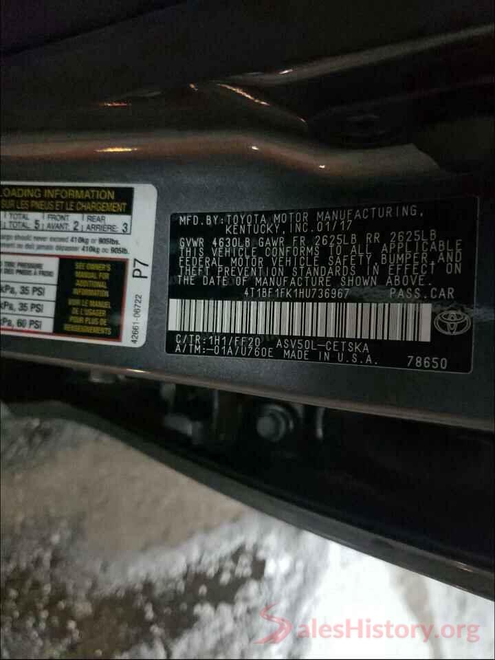 4T1BF1FK1HU736967 2017 TOYOTA CAMRY