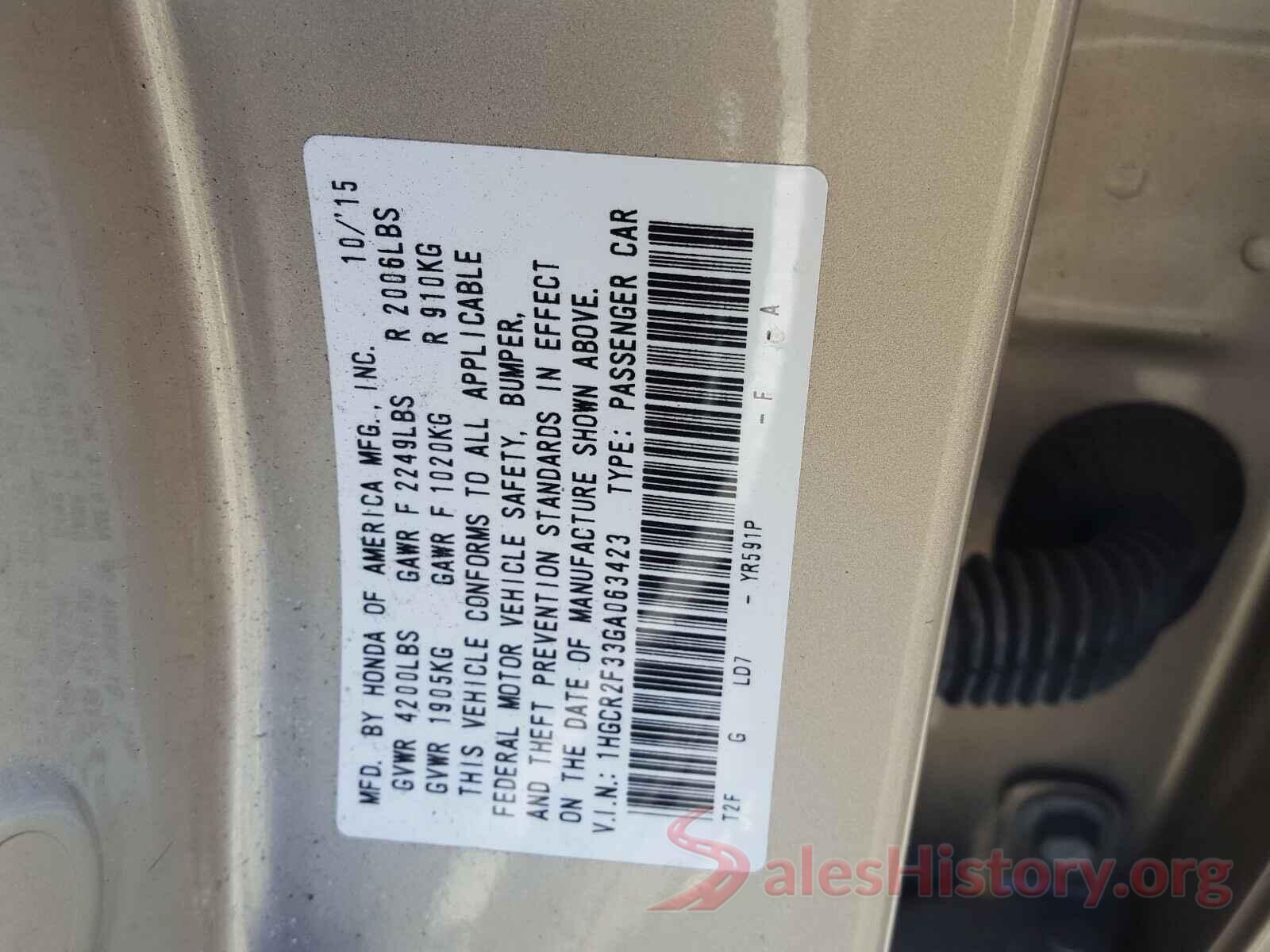 1HGCR2F33GA063423 2016 HONDA ACCORD