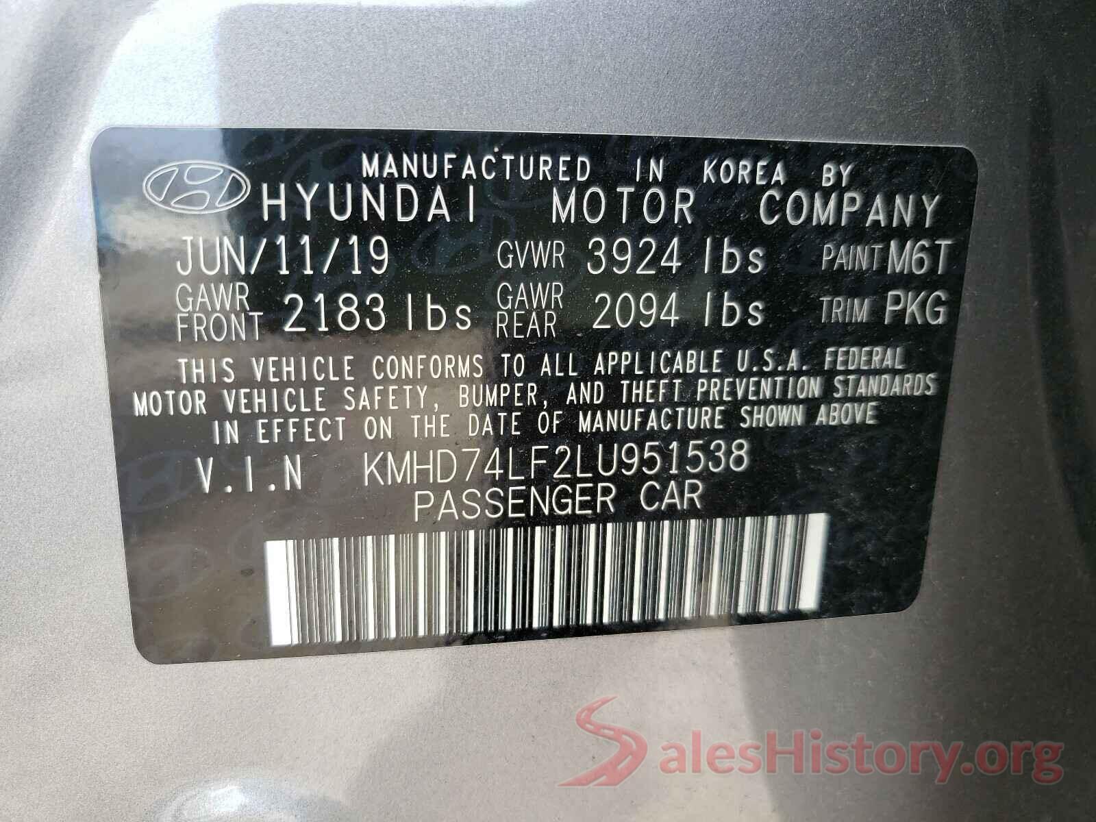 KMHD74LF2LU951538 2020 HYUNDAI ELANTRA