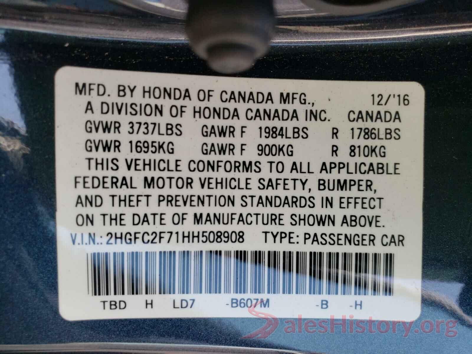 2HGFC2F71HH508908 2017 HONDA CIVIC