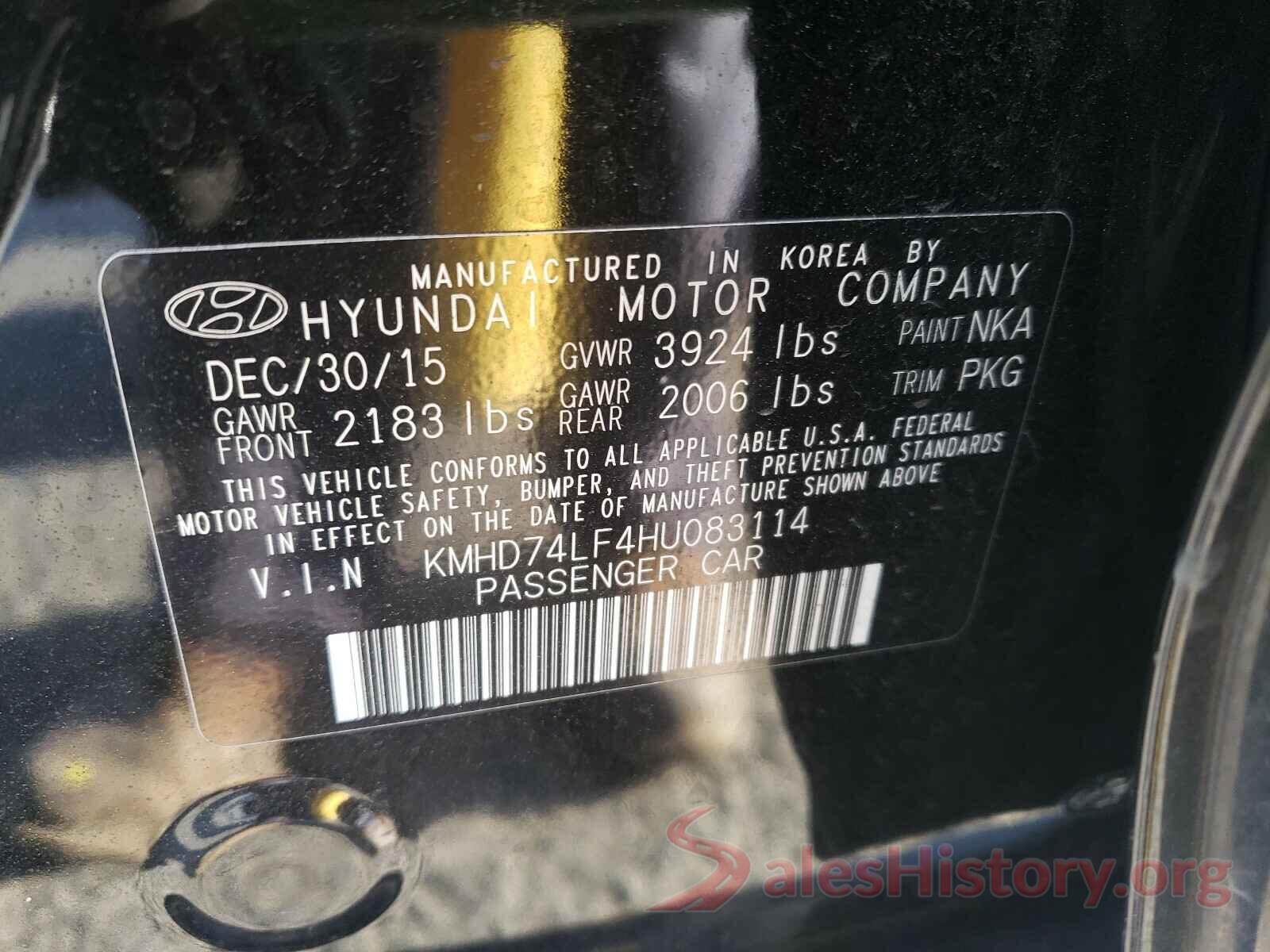 KMHD74LF4HU083114 2017 HYUNDAI ELANTRA