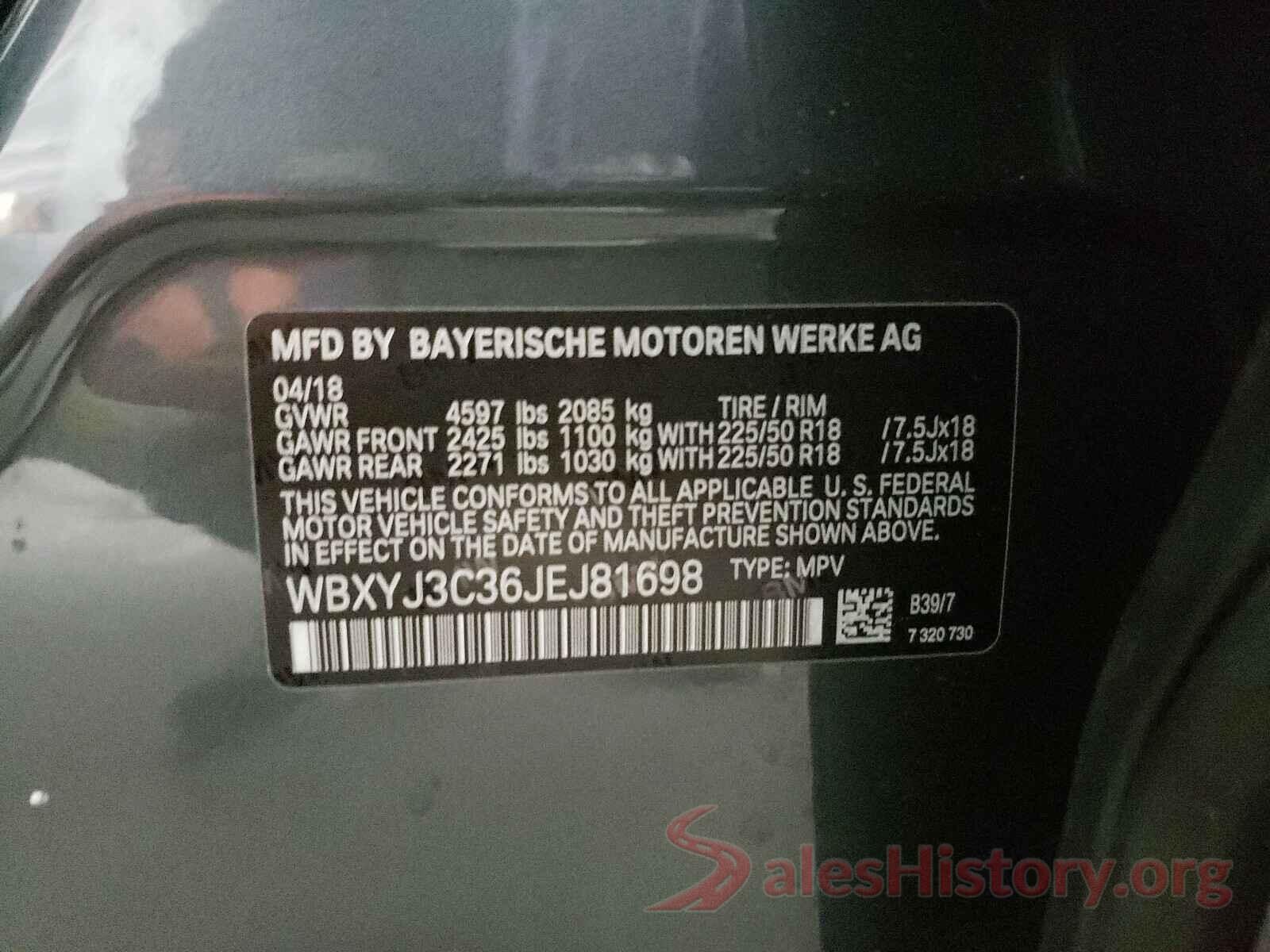 WBXYJ3C36JEJ81698 2018 BMW X2