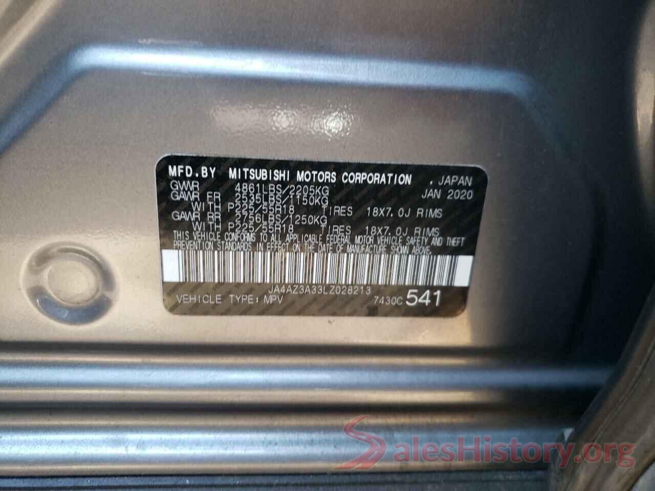 JA4AZ3A33LZ028213 2020 MITSUBISHI OUTLANDER