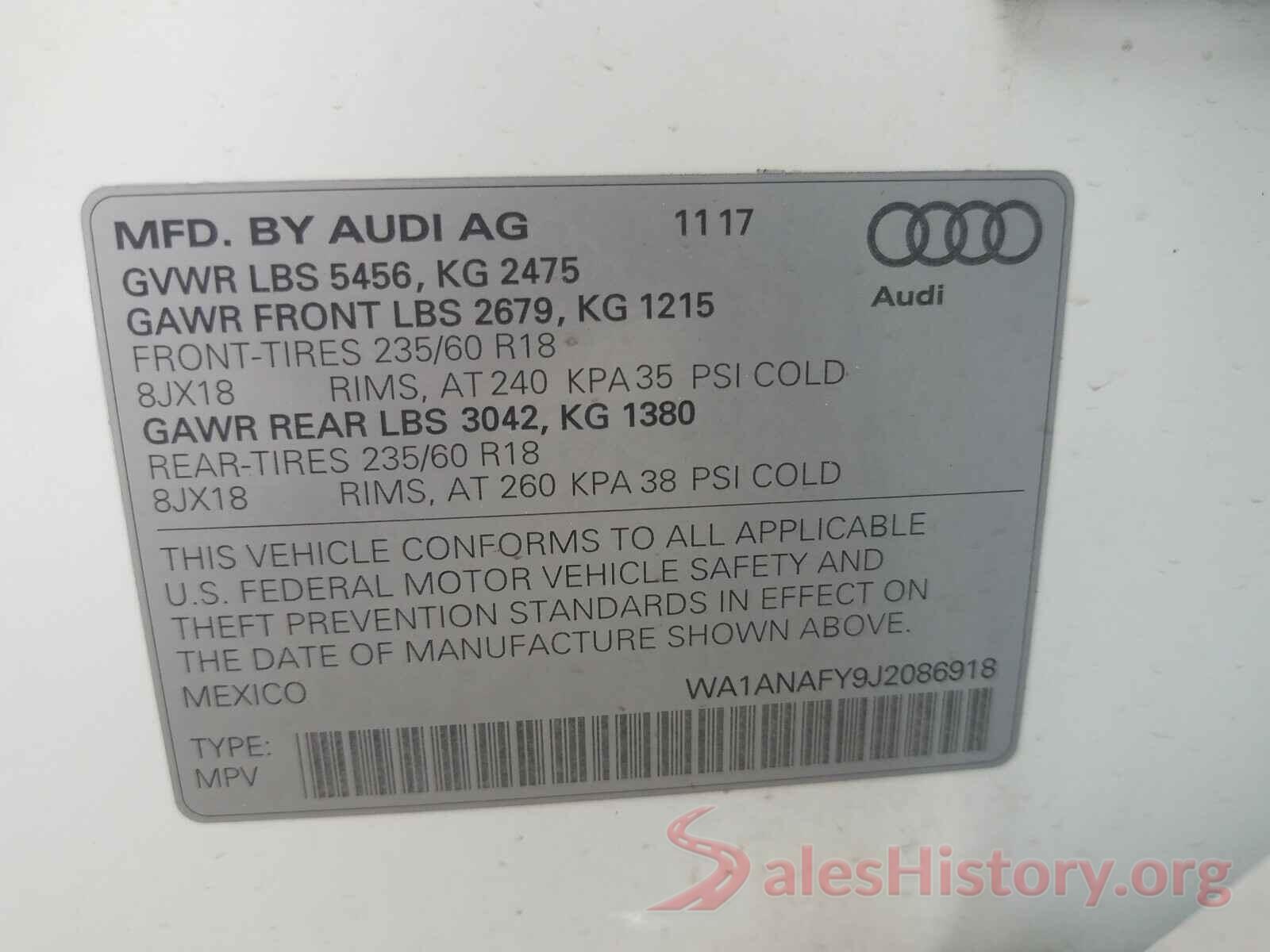 WA1ANAFY9J2086918 2018 AUDI Q5