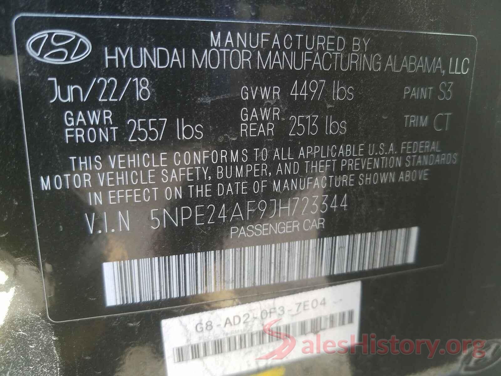 5NPE24AF9JH723344 2018 HYUNDAI SONATA