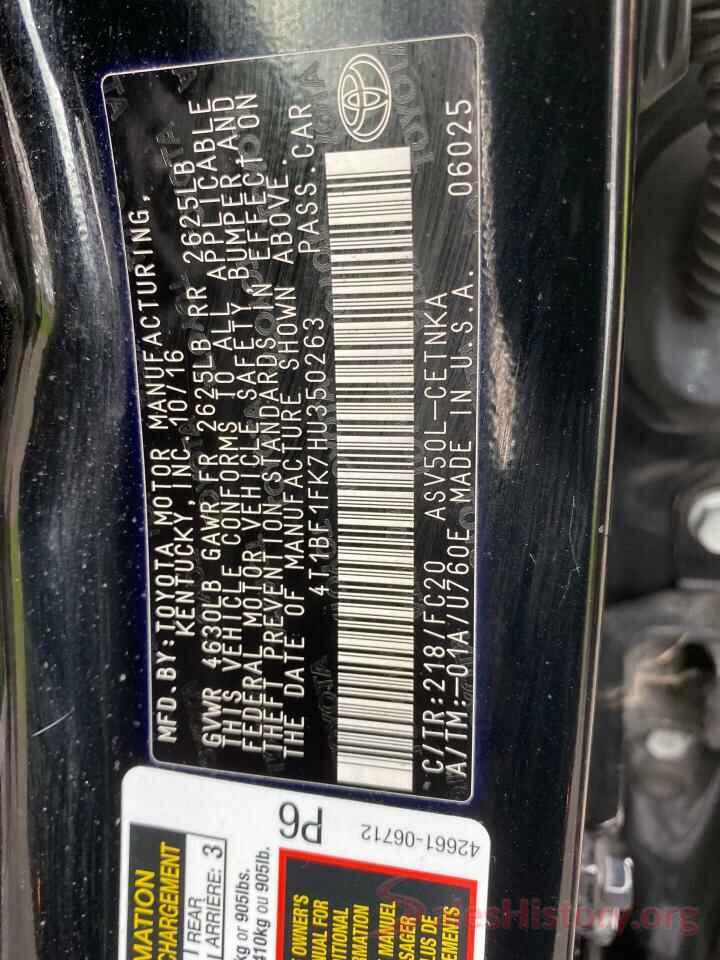 4T1BF1FK7HU350263 2017 TOYOTA CAMRY