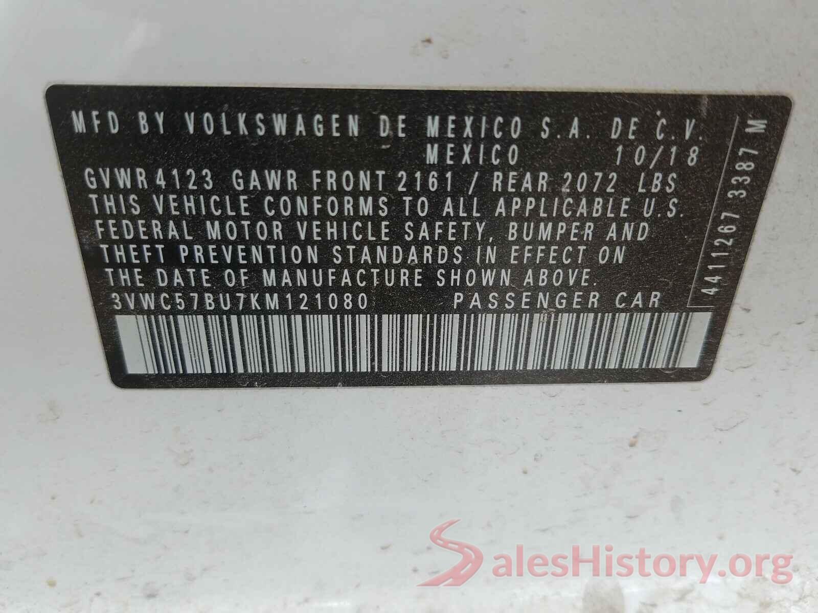 3VWC57BU7KM121080 2019 VOLKSWAGEN JETTA