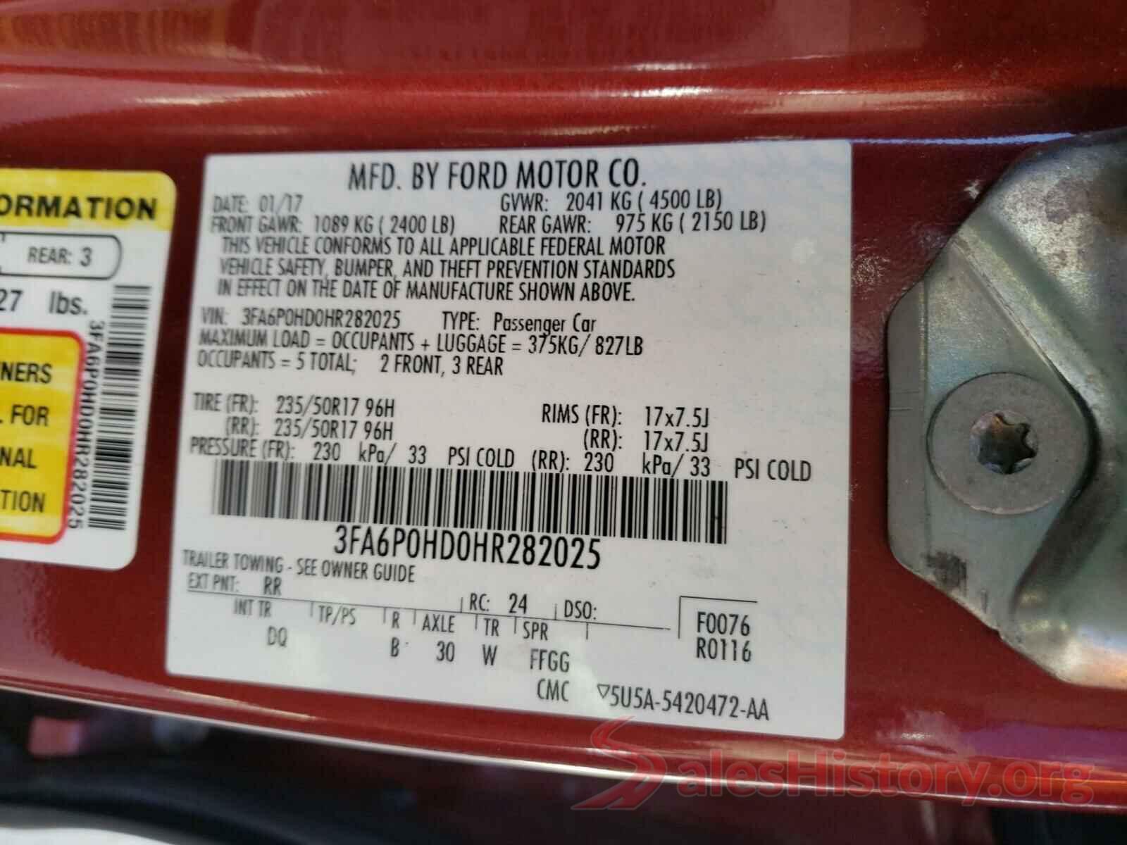 3FA6P0HD0HR282025 2017 FORD FUSION