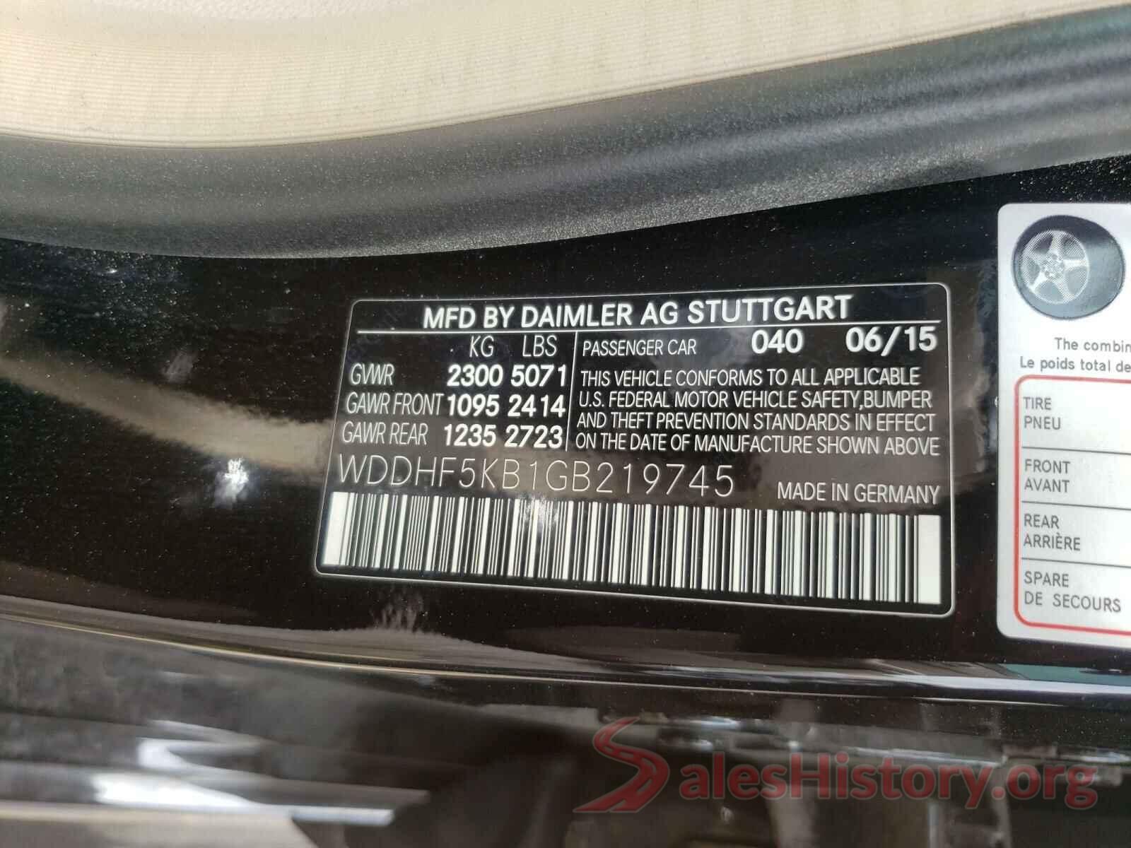 WDDHF5KB1GB219745 2016 MERCEDES-BENZ E CLASS