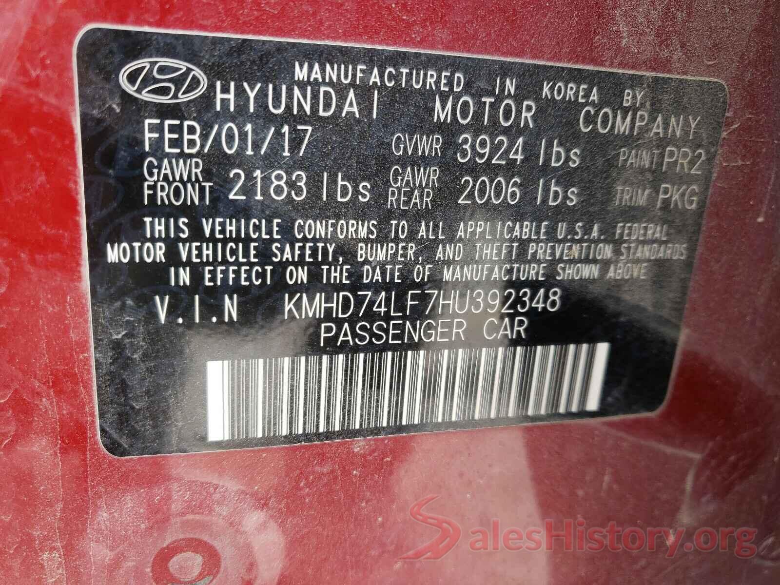 KMHD74LF7HU392348 2017 HYUNDAI ELANTRA