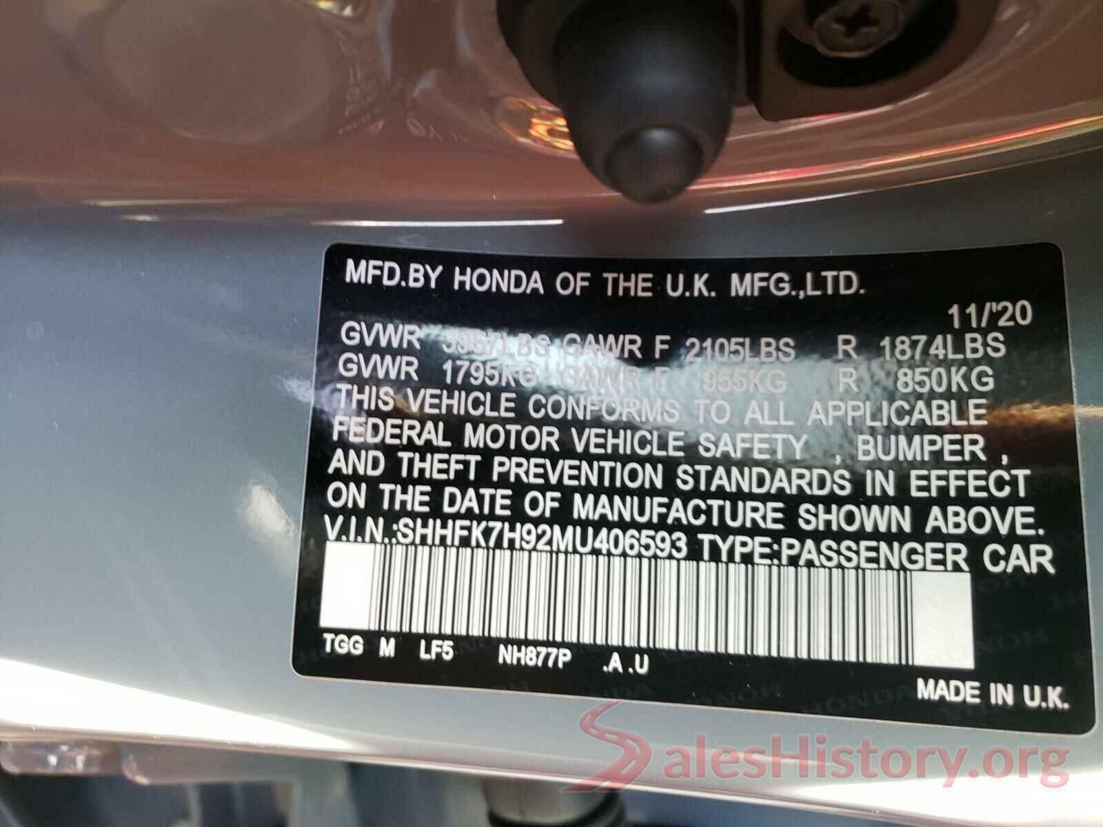 SHHFK7H92MU406593 2021 HONDA CIVIC