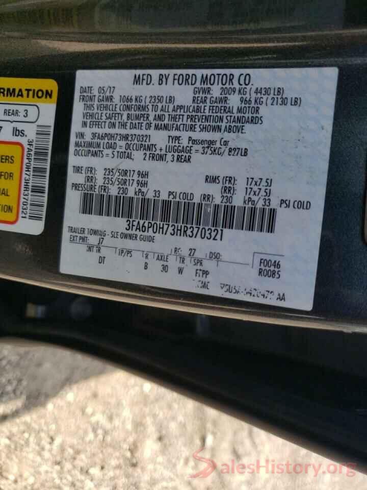 3FA6P0H73HR370321 2017 FORD FUSION