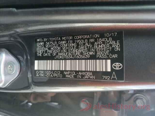 JTDKDTB34J1605639 2018 TOYOTA PRIUS