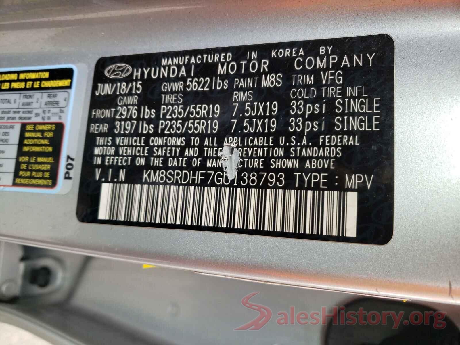 KM8SRDHF7GU138793 2016 HYUNDAI SANTA FE