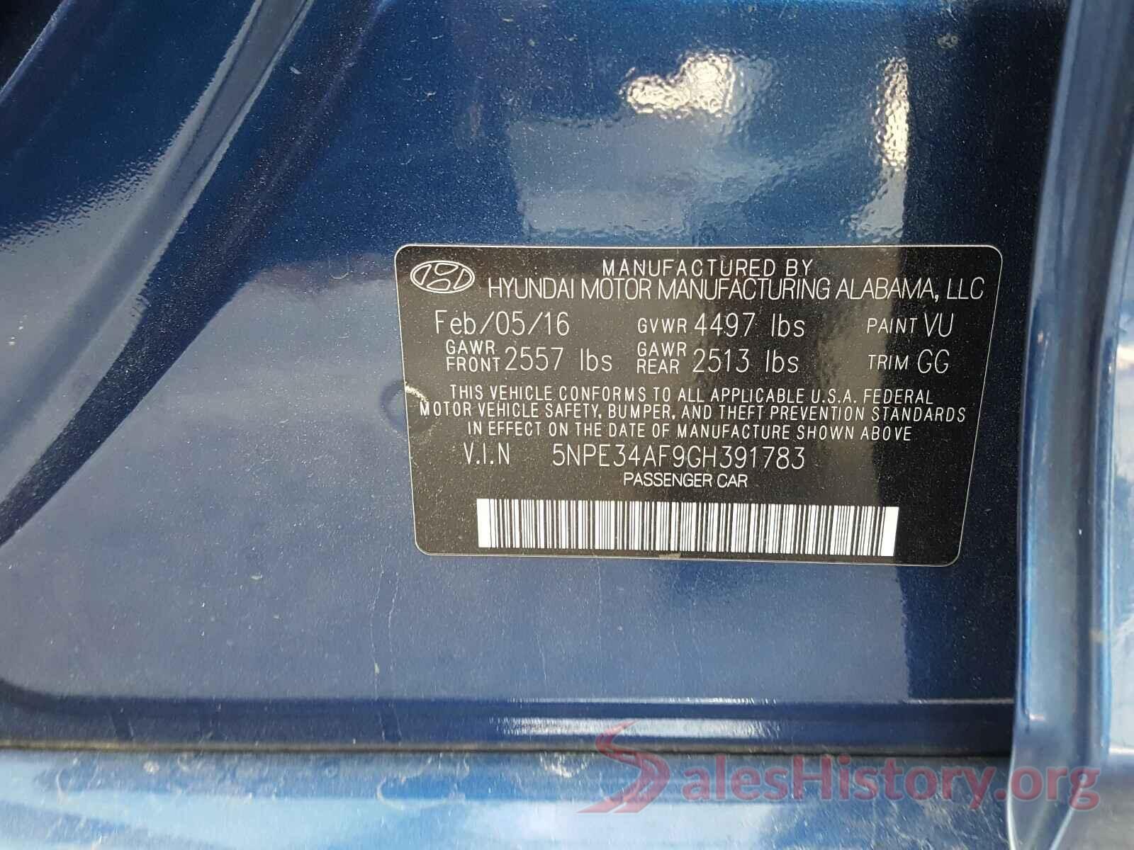 5NPE34AF9GH391783 2016 HYUNDAI SONATA