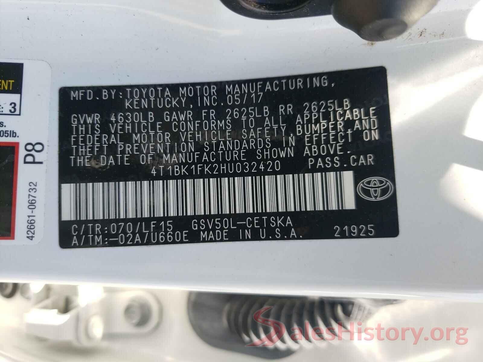 4T1BK1FK2HU032420 2017 TOYOTA CAMRY