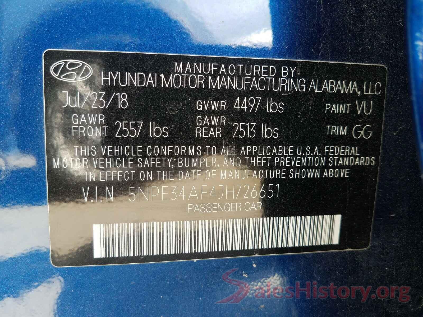 5NPE34AF4JH726651 2018 HYUNDAI SONATA