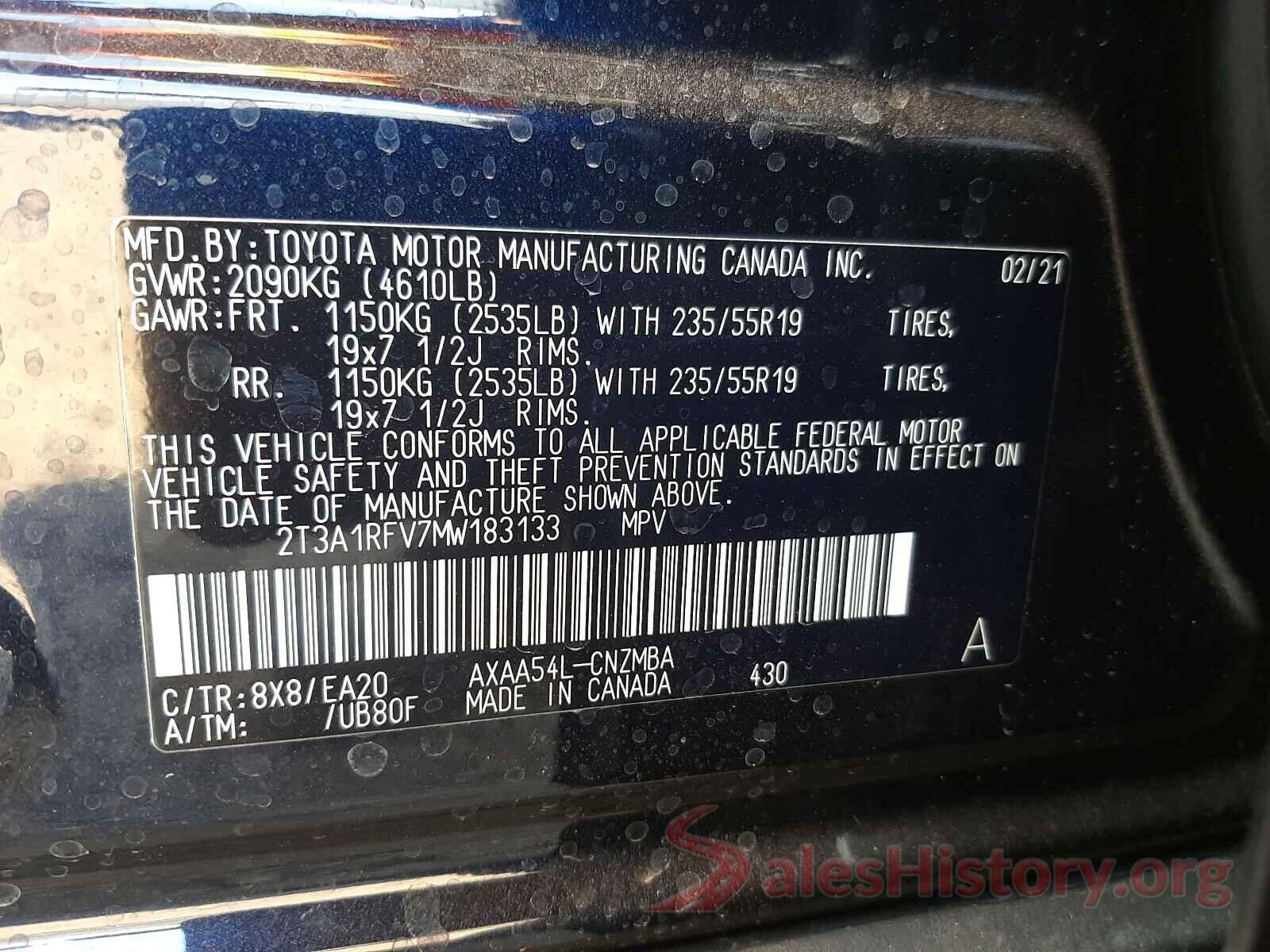 2T3A1RFV7MW183133 2021 TOYOTA RAV4