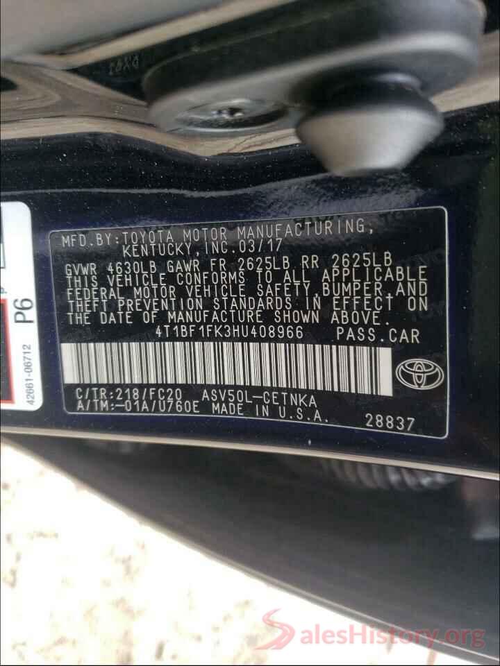 4T1BF1FK3HU408966 2017 TOYOTA CAMRY