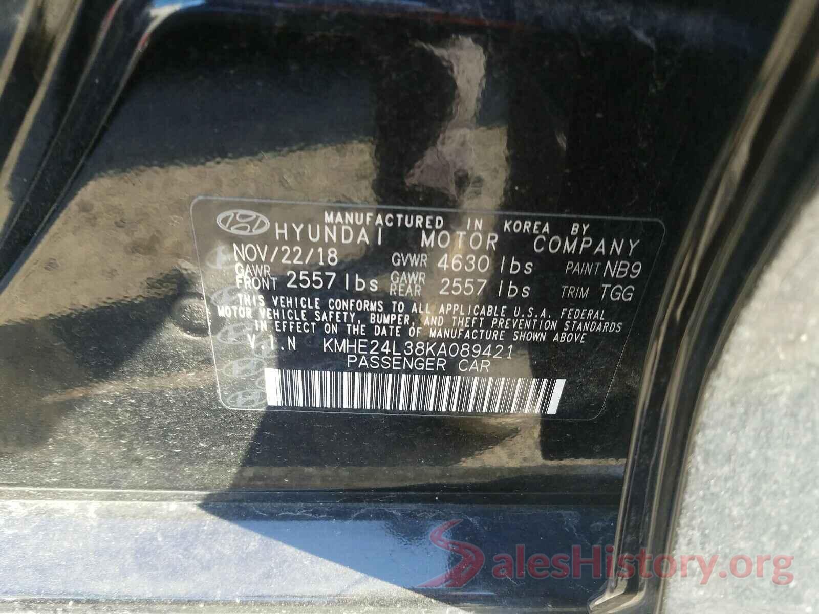 KMHE24L38KA089421 2019 HYUNDAI SONATA