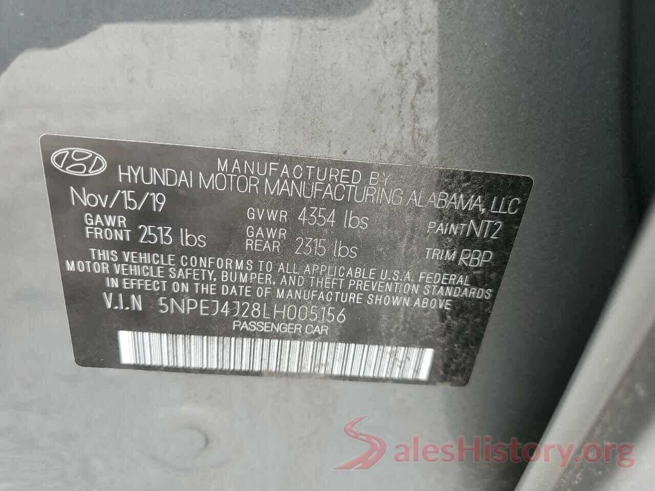 5NPEJ4J28LH005156 2020 HYUNDAI SONATA