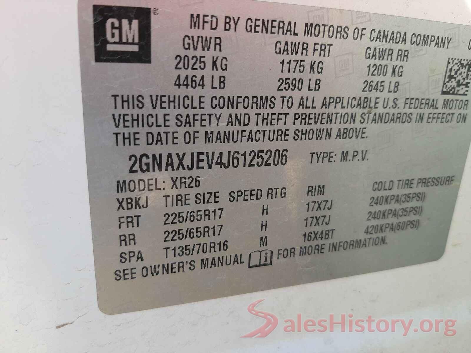 2GNAXJEV4J6125206 2018 CHEVROLET EQUINOX