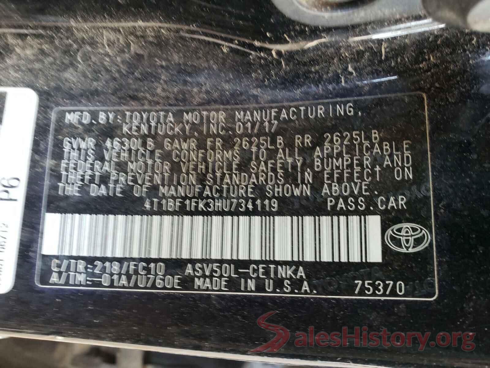 4T1BF1FK3HU734119 2017 TOYOTA CAMRY