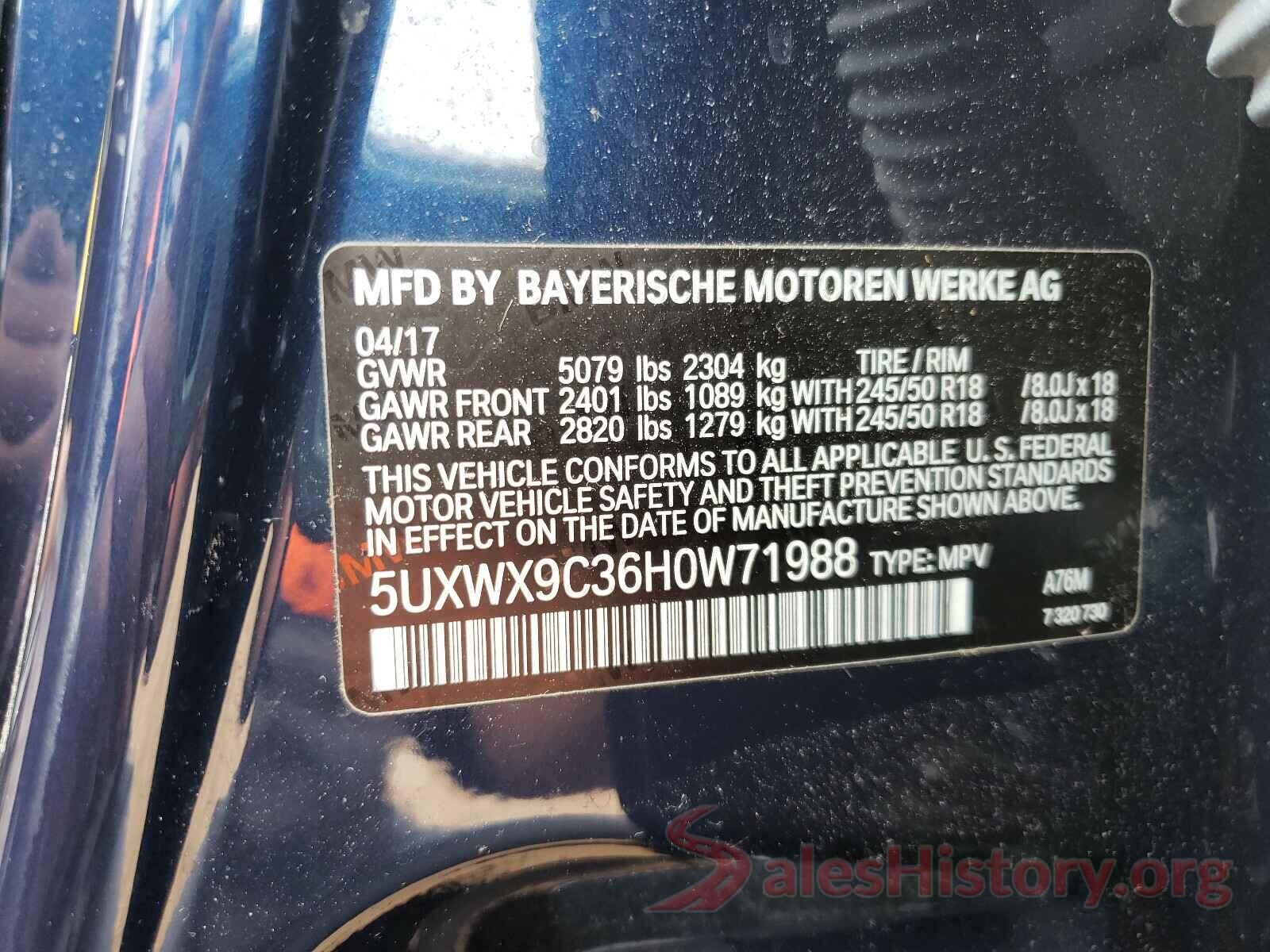 5UXWX9C36H0W71988 2017 BMW X3