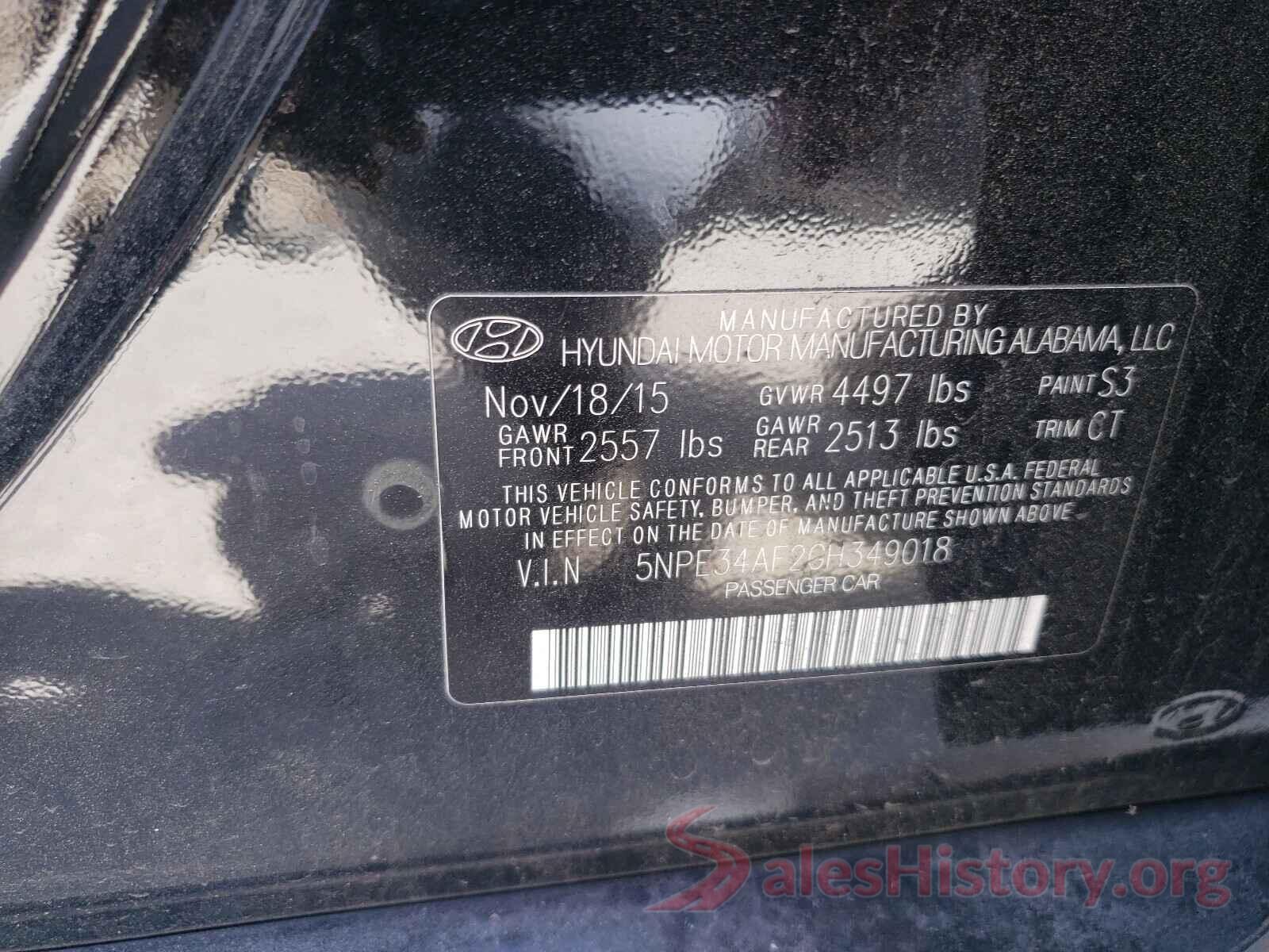 5NPE34AF2GH349018 2016 HYUNDAI SONATA