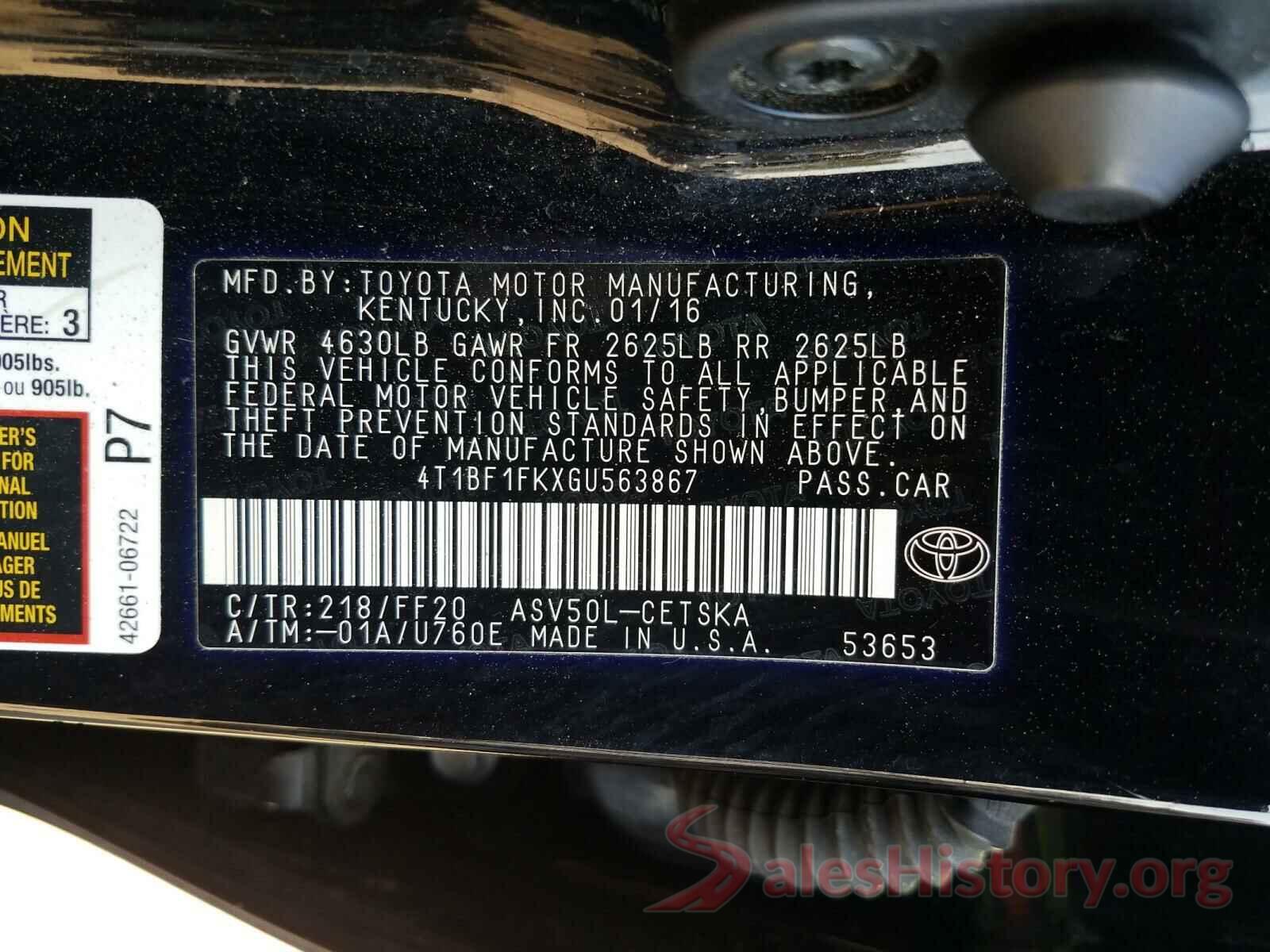 4T1BF1FKXGU563867 2016 TOYOTA CAMRY