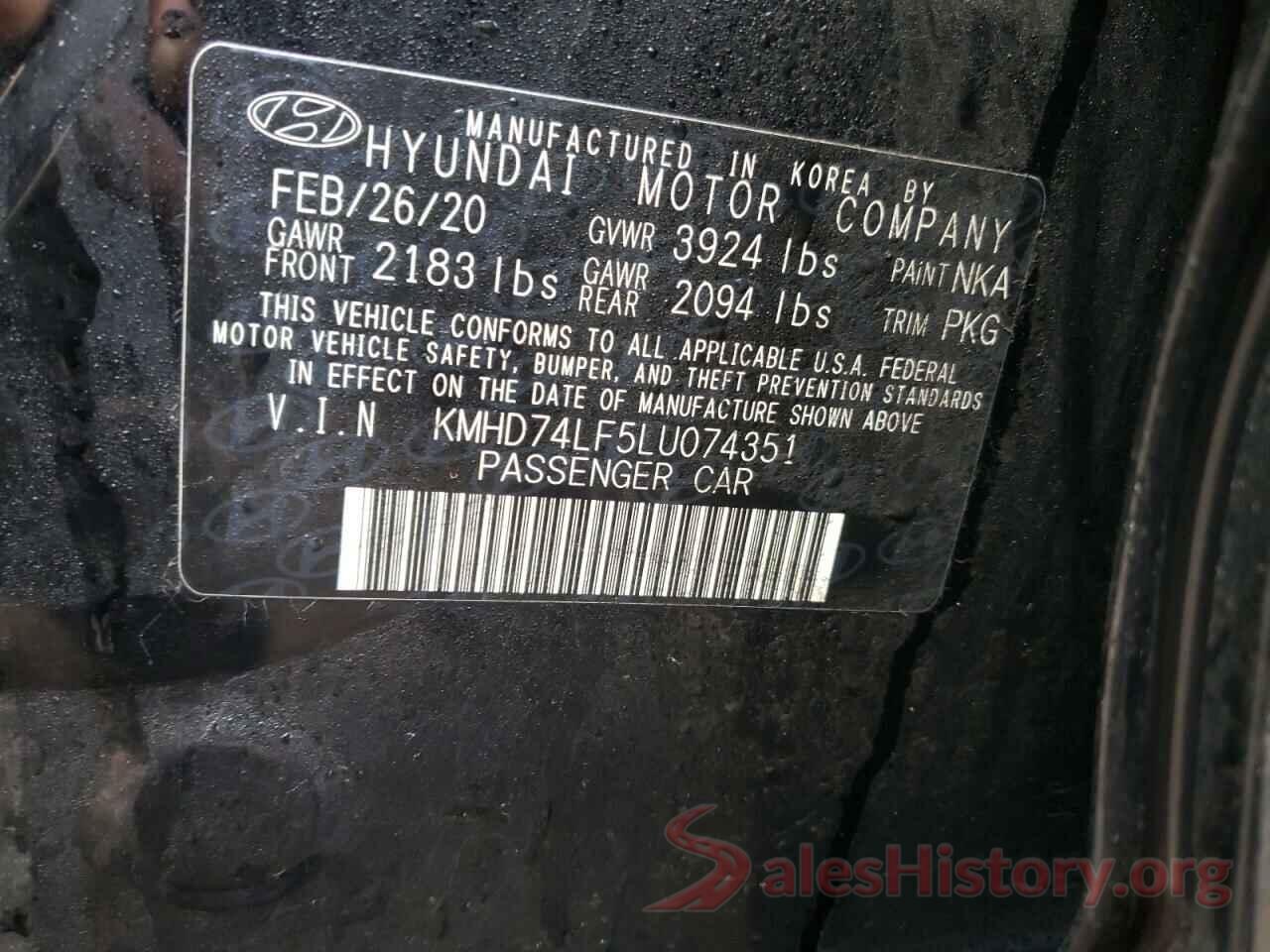 KMHD74LF5LU074351 2020 HYUNDAI ELANTRA