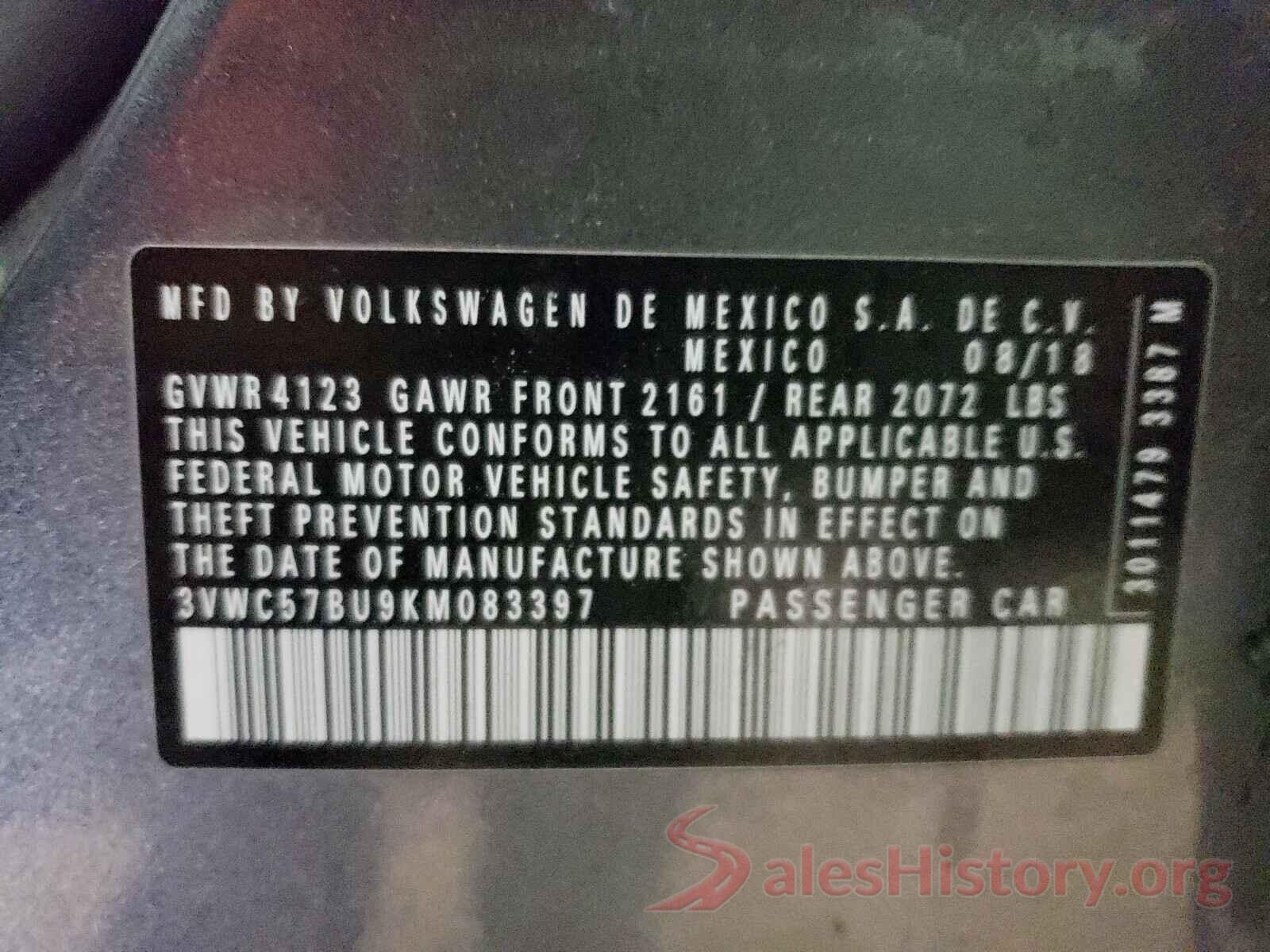 3VWC57BU9KM083397 2019 VOLKSWAGEN JETTA