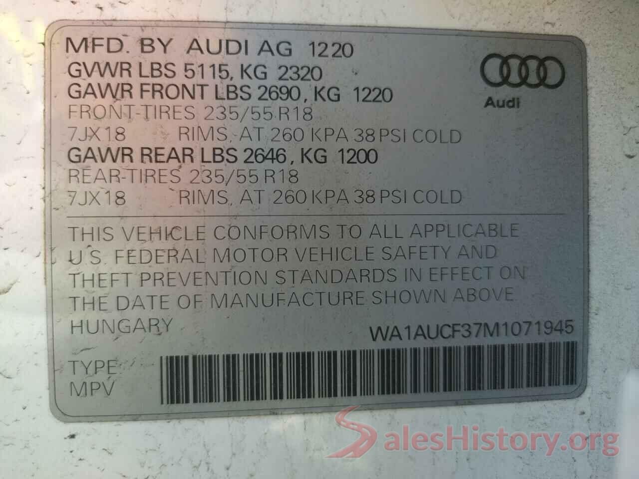 WA1AUCF37M1071945 2021 AUDI Q3