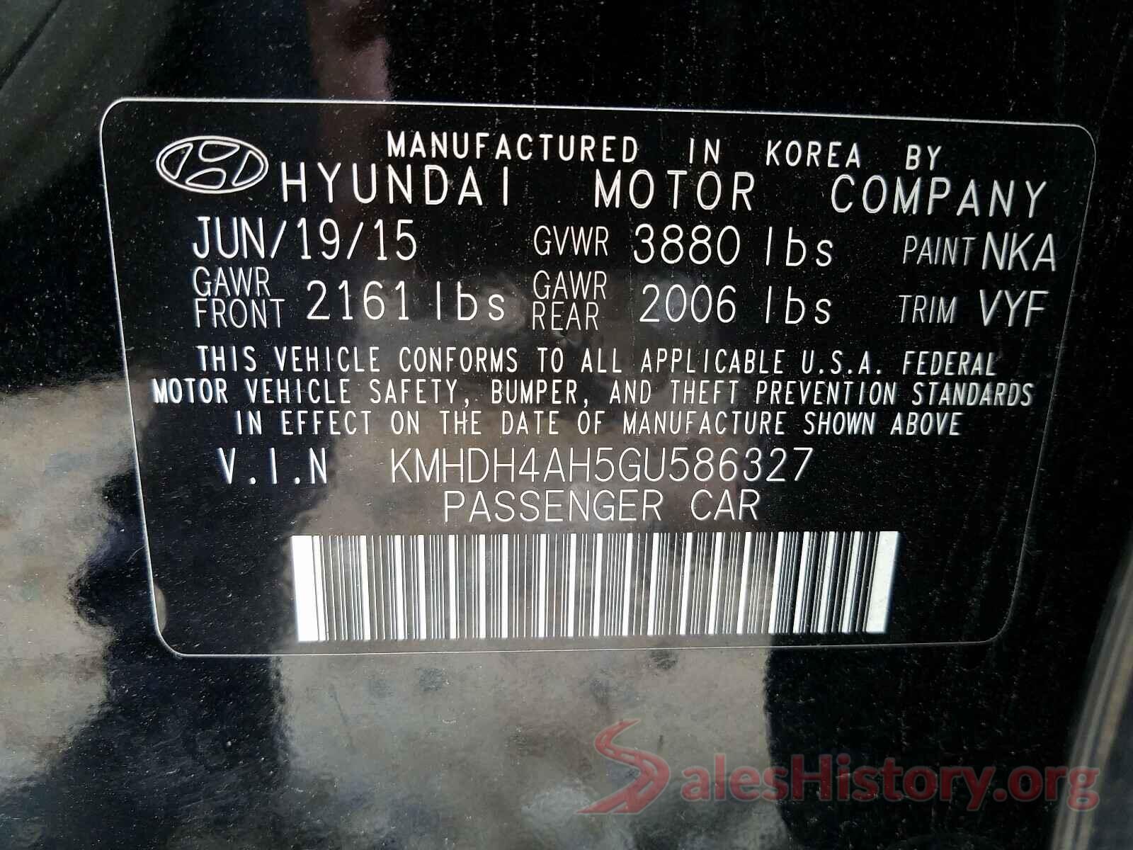 KMHDH4AH5GU586327 2016 HYUNDAI ELANTRA