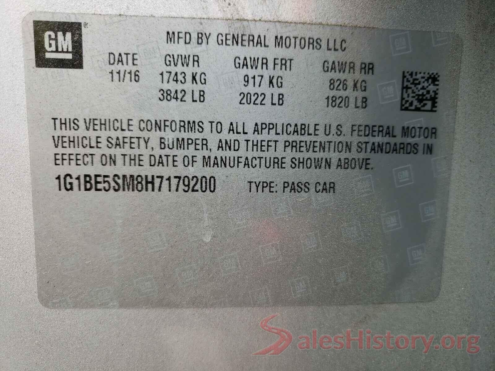 1G1BE5SM8H7179200 2017 CHEVROLET CRUZE