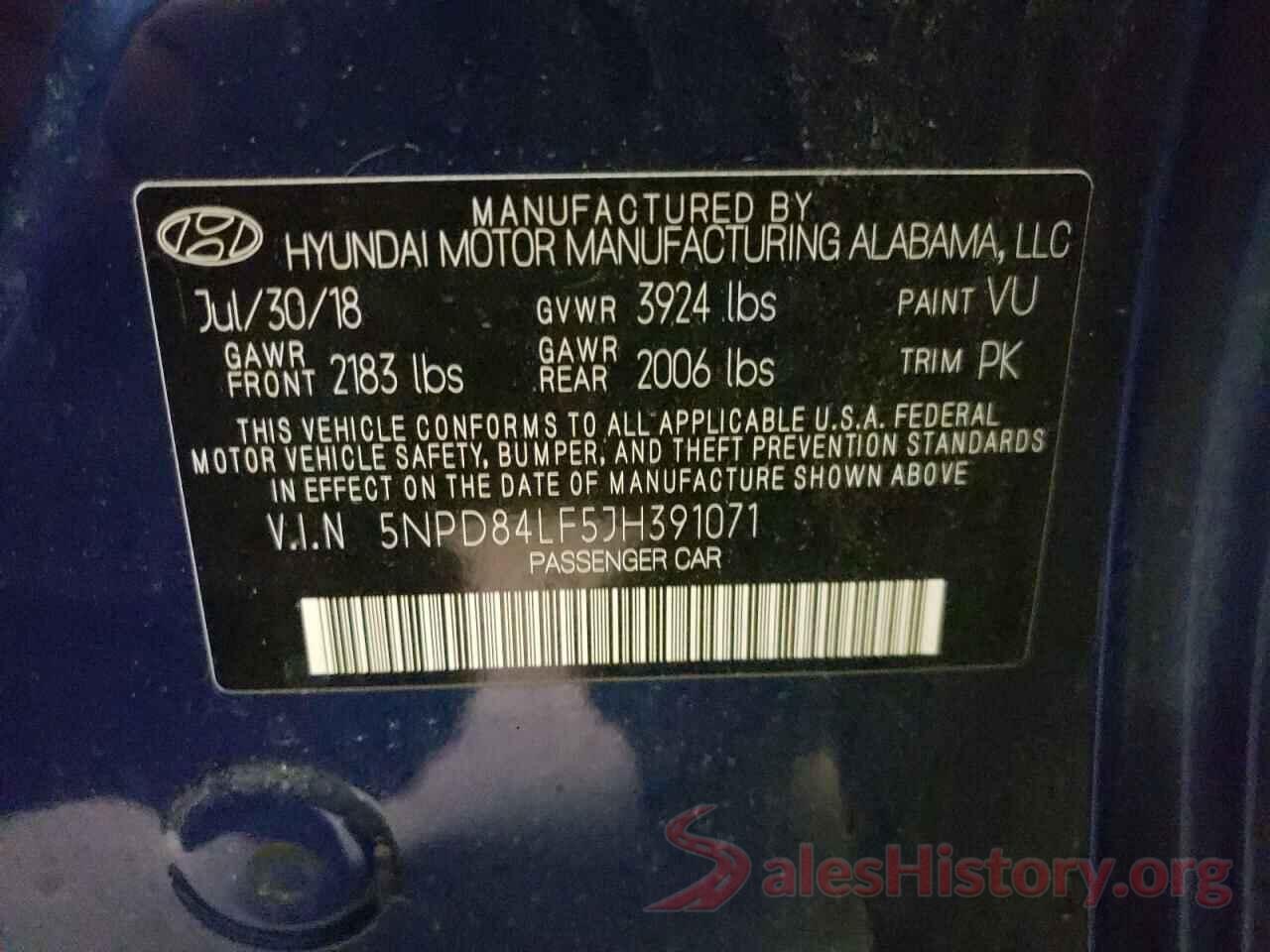 5NPD84LF5JH391071 2018 HYUNDAI ELANTRA