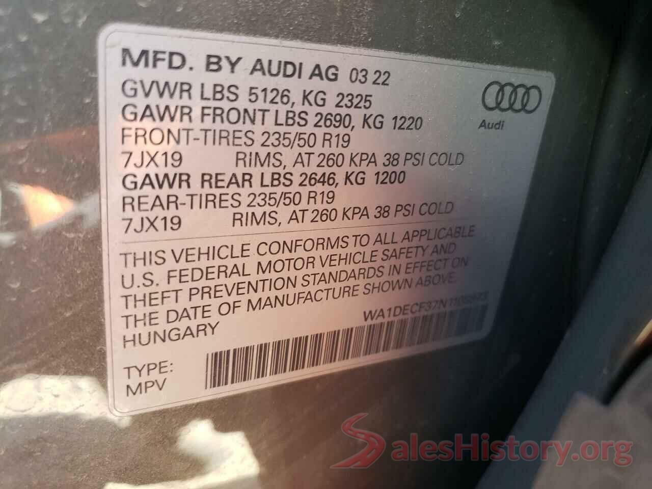 WA1DECF37N1108973 2022 AUDI Q3