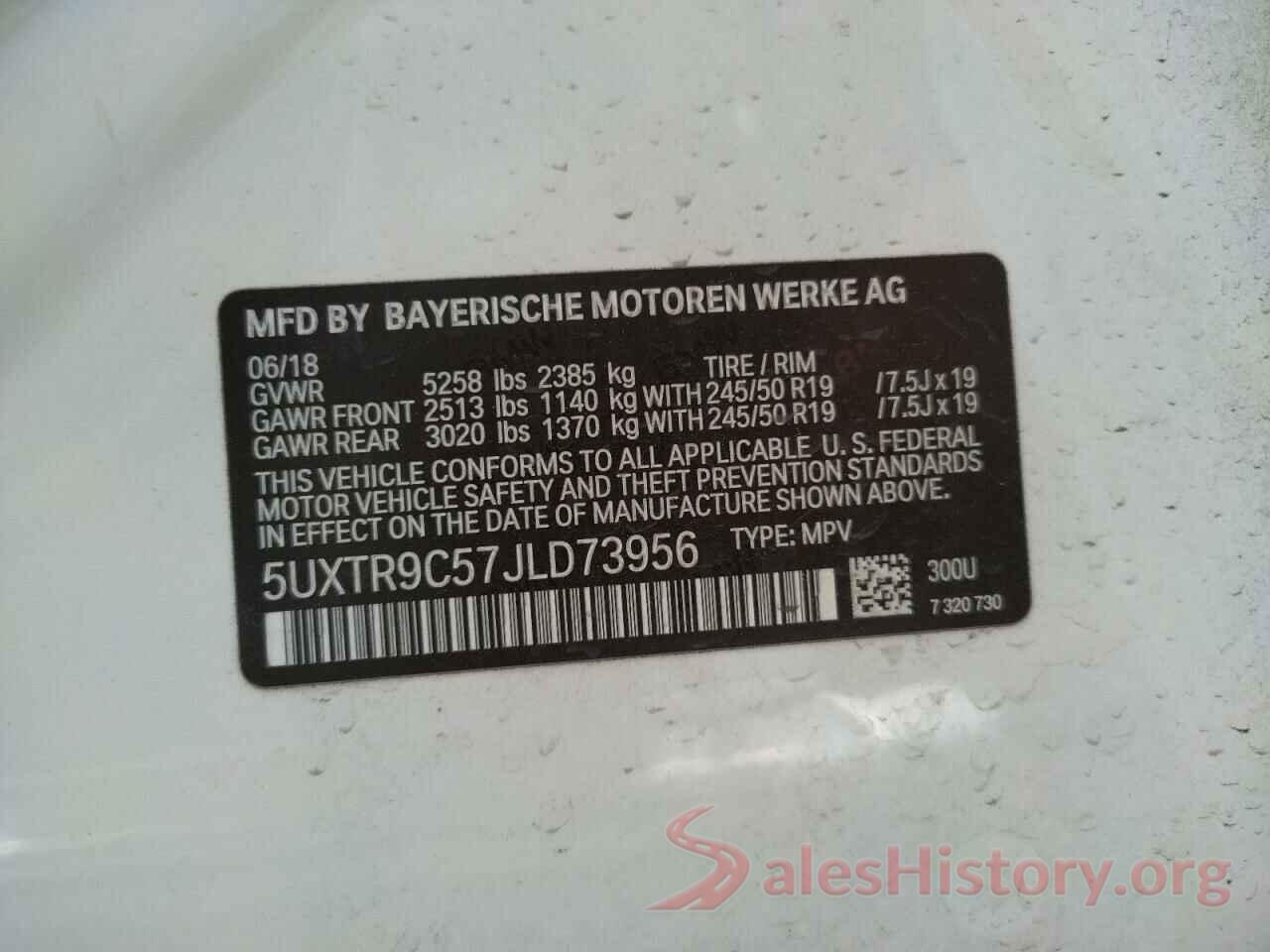 5UXTR9C57JLD73956 2018 BMW X3