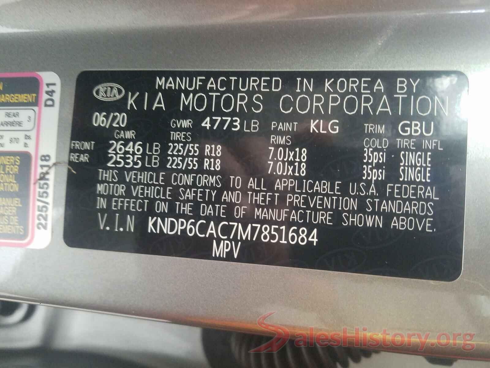 KNDP6CAC7M7851684 2021 KIA SPORTAGE