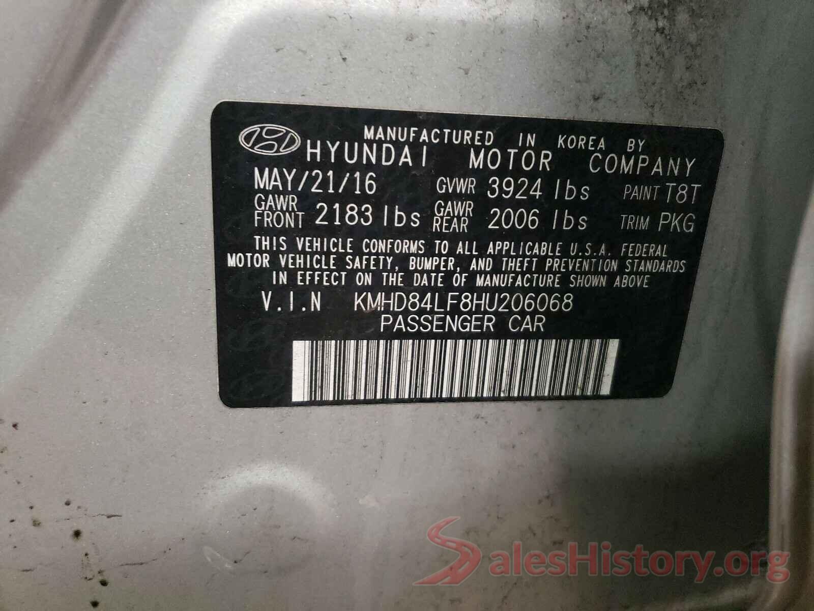 KMHD84LF8HU206068 2017 HYUNDAI ELANTRA