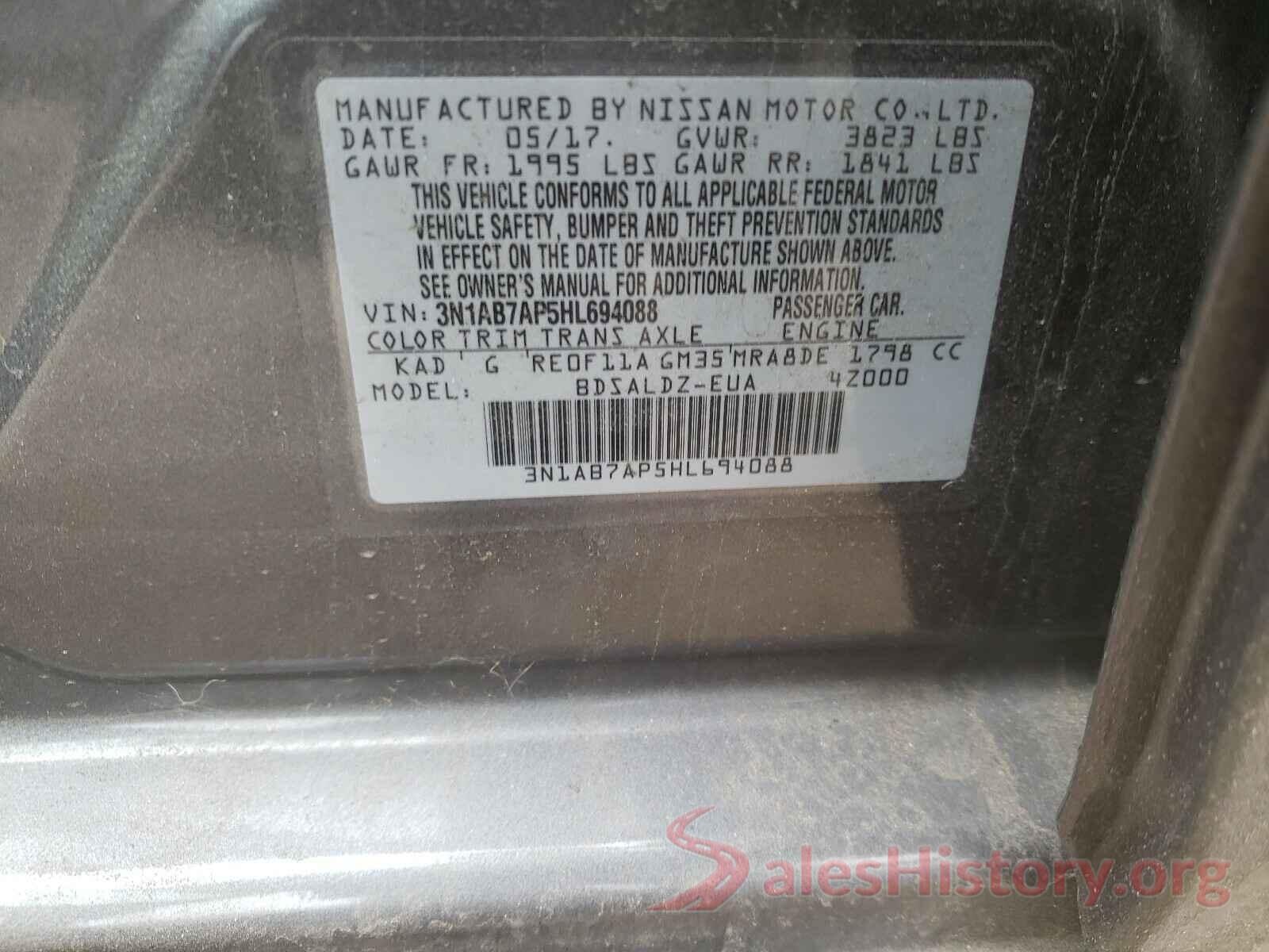 3N1AB7AP5HL694088 2017 NISSAN SENTRA