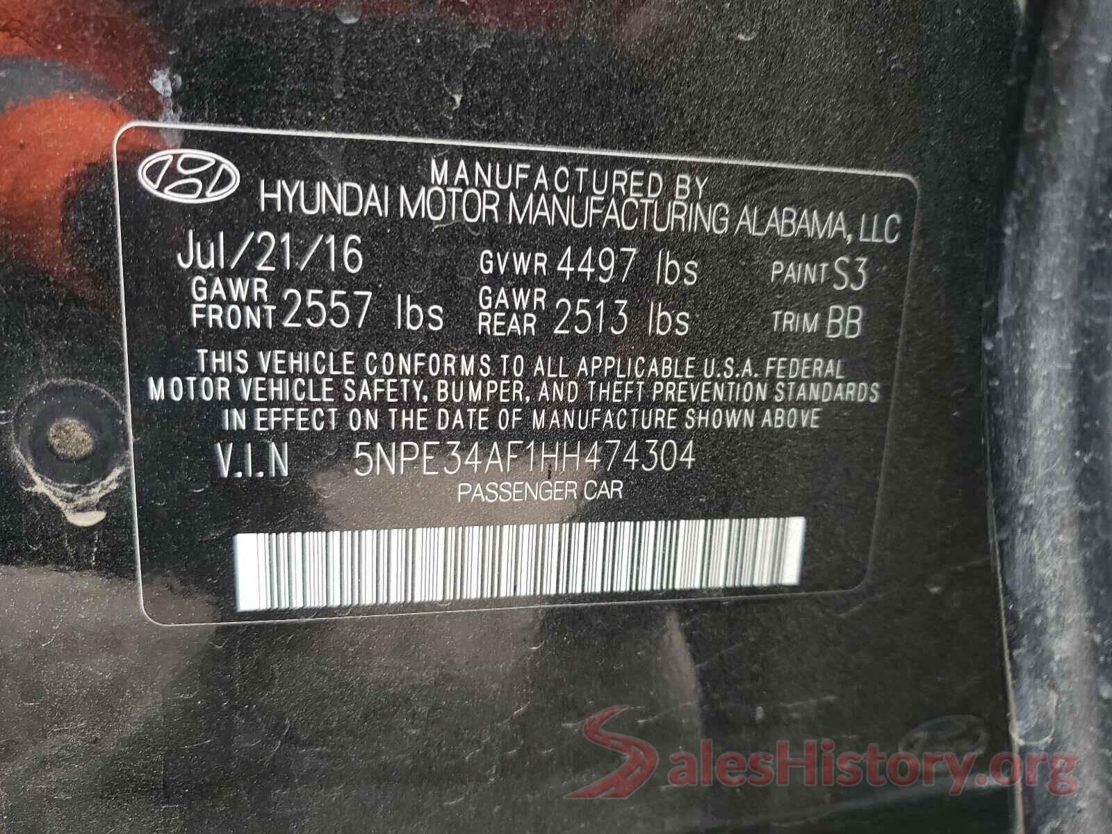 5NPE34AF1HH474304 2017 HYUNDAI SONATA