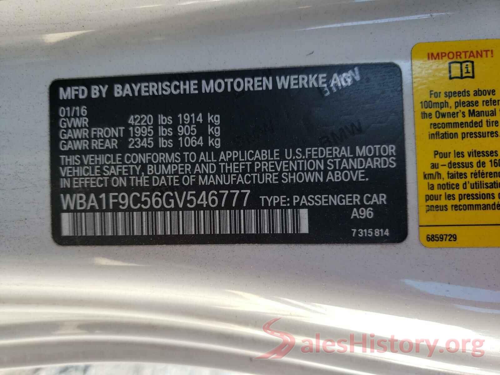 WBA1F9C56GV546777 2016 BMW 2 SERIES