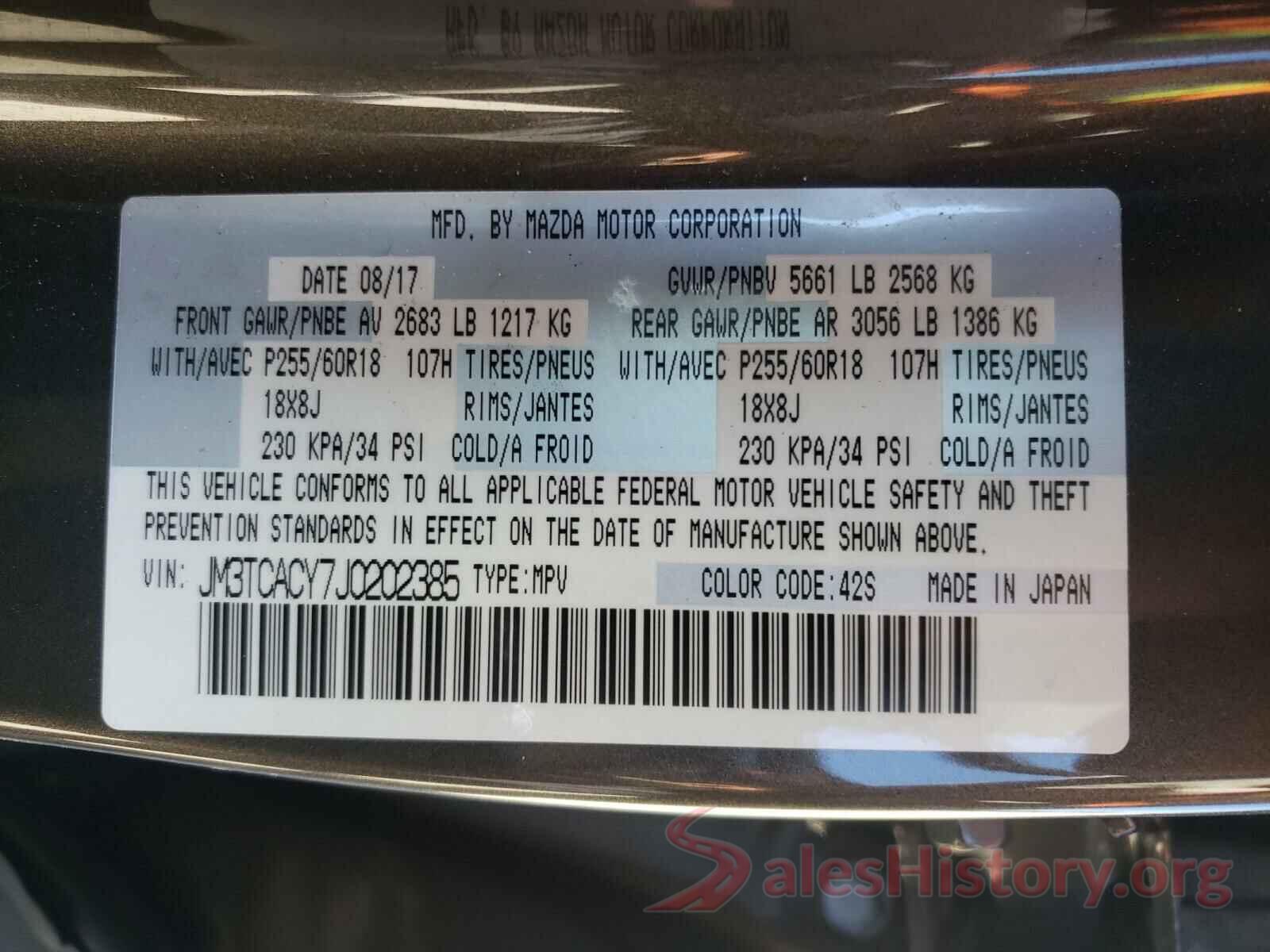 JM3TCACY7J0202385 2018 MAZDA CX-9