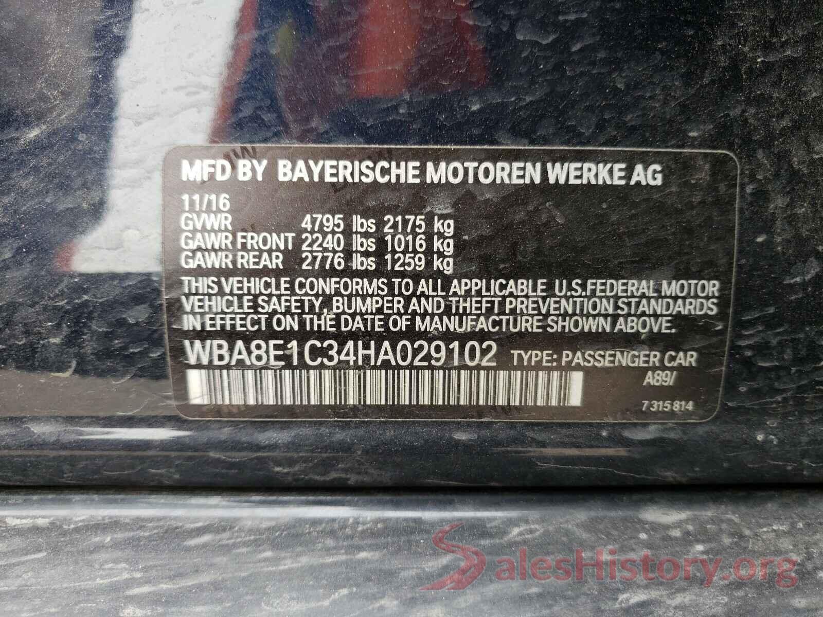 WBA8E1C34HA029102 2017 BMW 3 SERIES