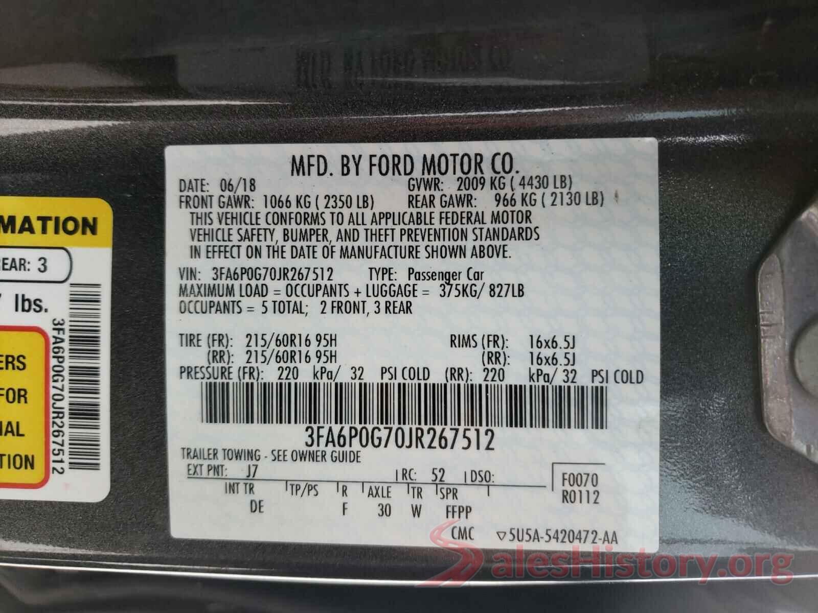 3FA6P0G70JR267512 2018 FORD FUSION