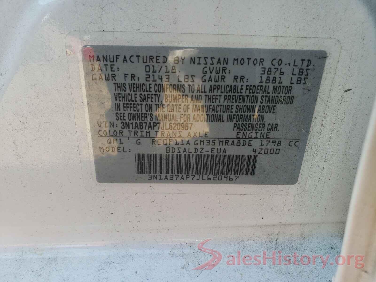 3N1AB7AP7JL620967 2018 NISSAN SENTRA