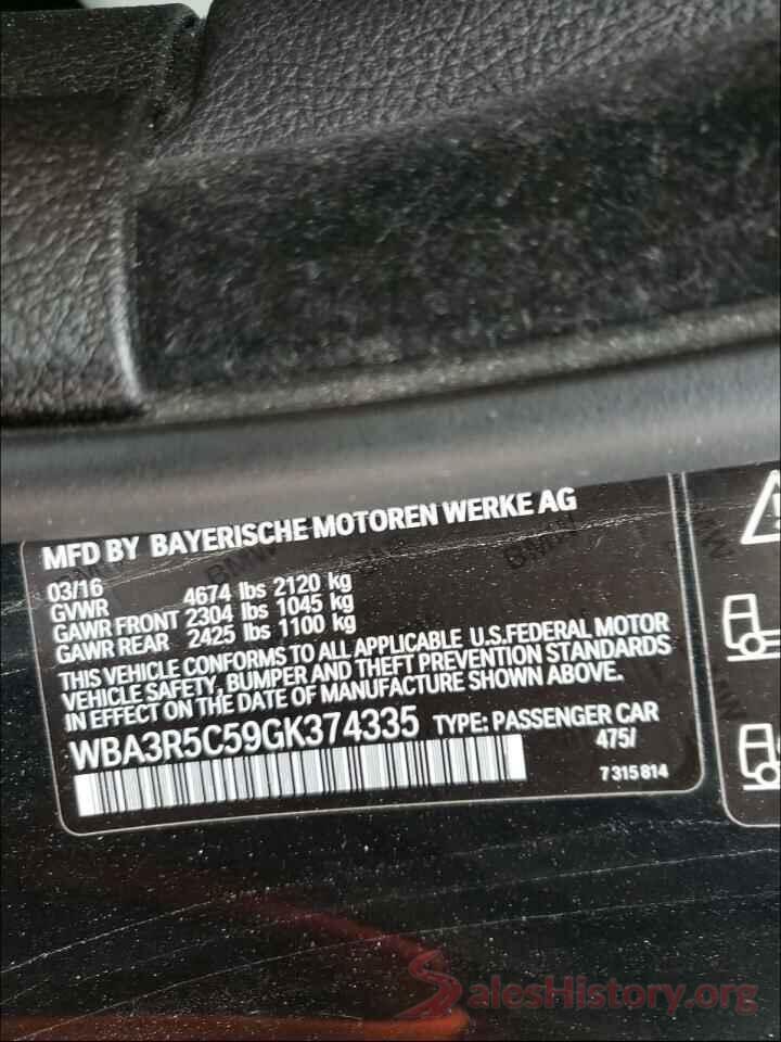 WBA3R5C59GK374335 2016 BMW 4 SERIES